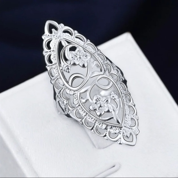 SILVER Filled Large Ring - Picture 1 of 5